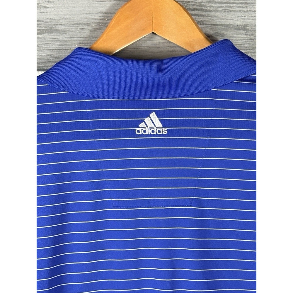 Adidas Labatt Blue Canadian Pilsener Shirt Mens L Blue Striped Short Sleeve Polo - Picture 5 of 7